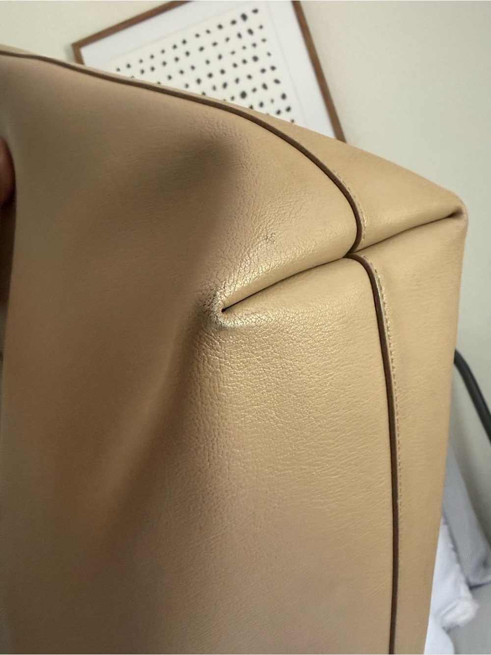 Saint Laurent YSL Large East/West Shopping Tote Purse Dark Beige Leather - Picture 16 of 17